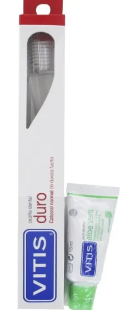 Vitis Cepillo Duro+ Pasta de Dientes Aloe Vera